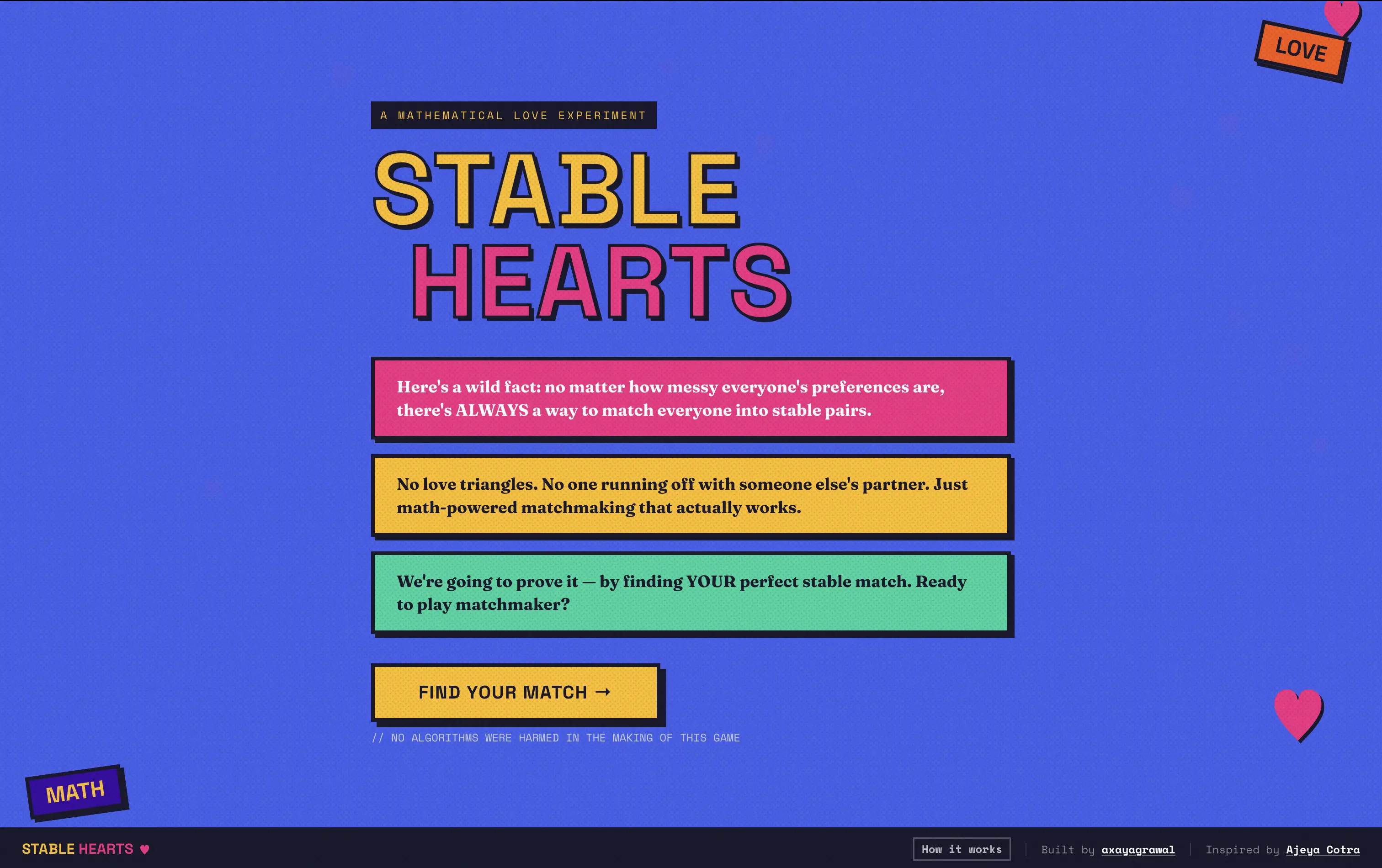 Stable Hearts — A Mathematical Love Experiment